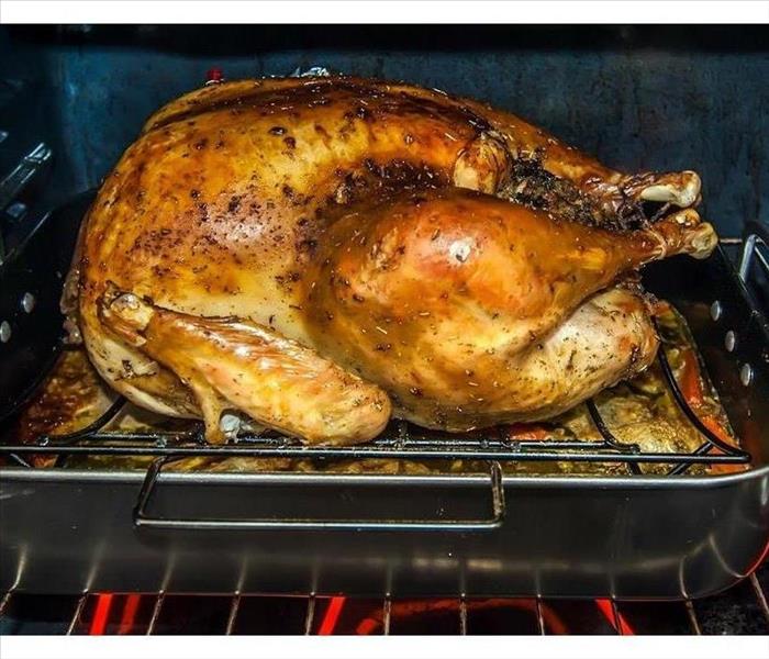 Cooked turkey in oven