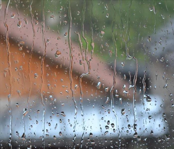 Rain on window wet